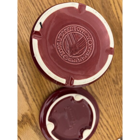 Longaberger Pottery Woven Traditions Paprika Red Pink 4” Crock With Lid - Picture 5 of 5